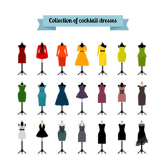 Wall Mural - Summer party dresses or cocktail party dresses. Vector dresses icons set