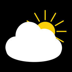 Sunny with cloud weather forecast icon on black background