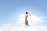 Fototapeta Konie - Angel girl flying high