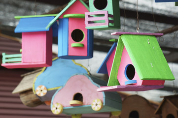 colorful bird house.