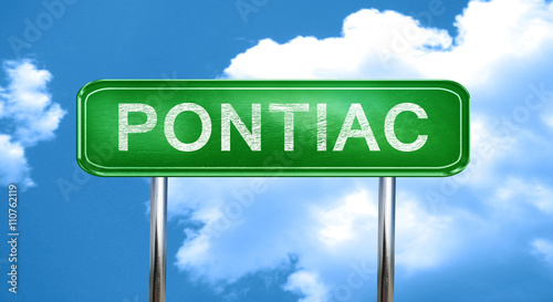 Cuadros en Lienzo pontiac vintage green road sign with highlights
