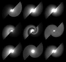 Poster - Asymmetric irregular lines. Set of 9 different elements.Asymmetr