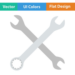 Flat design icon of crossed wrench