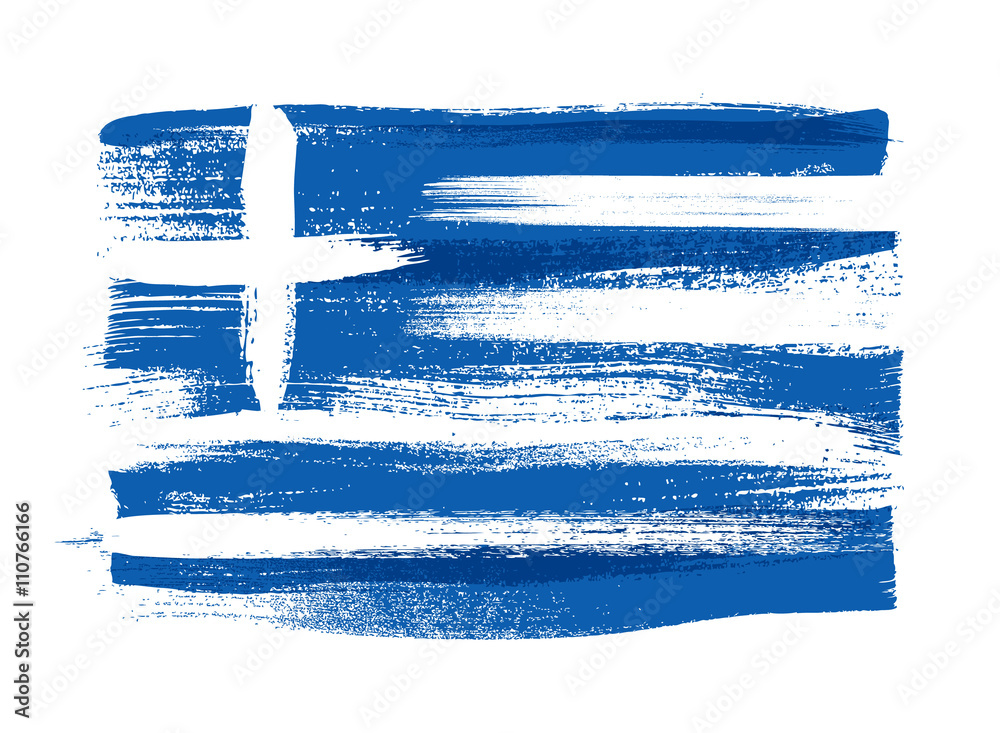 Greece colorful brush strokes painted flag. - obrazy, fototapety, plakaty 