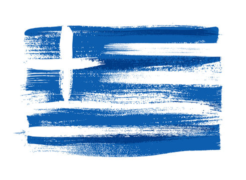 greece colorful brush strokes painted flag.