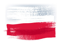 Poland Colorful Brush Strokes Painted Flag.
