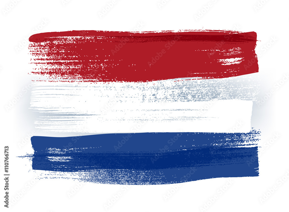 Netherlands colorful brush strokes painted flag. - obrazy, fototapety, plakaty 