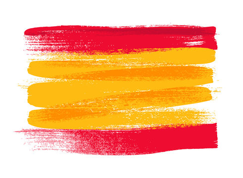 spain colorful brush strokes painted flag.