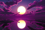 Fototapeta Zachód słońca - red purple over sea