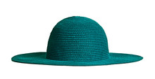 Green Straw Hat Isolated On White With Clipping Path.