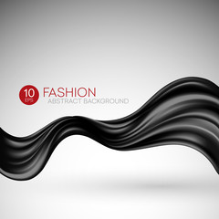 Black flying silk fabric. Fashion background. Vector illustration