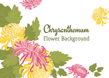 Elegant Seamless Pattern With Hand Drawn Decorative Flowers In Pink And Yellow Chrysanthemums