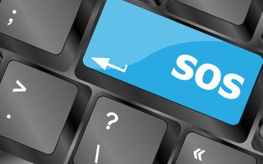 Poster - computer button with sign sos key. Keyboard keys icon button vector