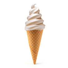 Vanilla Ice Cream Cone Isolated