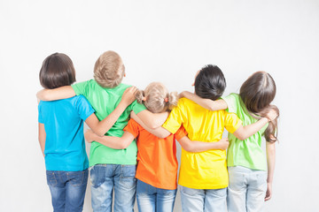 Group of multiracial funny children