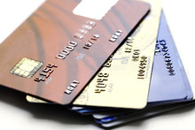 Pile Of Credit Cards On White Background