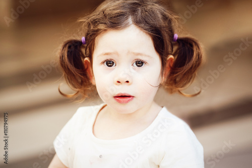 Closeup Portrait Of Cute Adorable Sad Upset White Caucasian