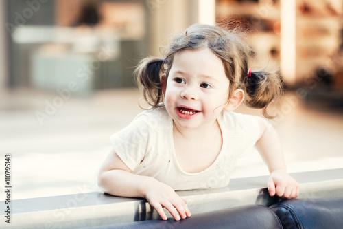 Closeup Portrait Of Cute Adorable Smiling White Caucasian Toddler