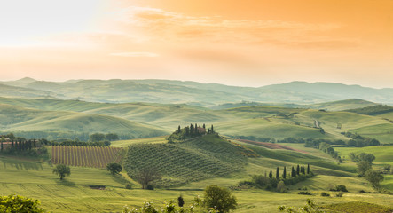 Landscape of Tuscany, hills and meadows, Toscana - Italy