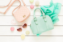 Pastel Fashion Accessories For Girls On White