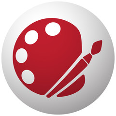 Wall Mural - Red Palette icon on white ball