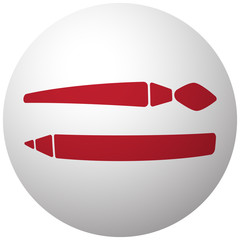 Wall Mural - Red Paintbrush icon on white ball