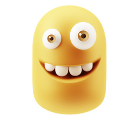 Fototapete - Happy Smiley Emoticon Face. 3d Rendering.