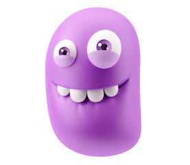Fototapete - Funny Emoticon Character Face Expression. 3d Rendering.