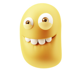 Fototapete - Funny Emoticon Character Face Expression. 3d Rendering.