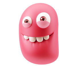 Fototapete - Funny Emoticon Character Face Expression. 3d Rendering.