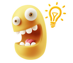 Poster - Creative Idea Emoticon Character Face Expression. 3d Rendering.