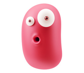 Poster - amazed emoji cartoon. 3d rendering.