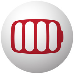 Wall Mural - Red Battery icon on white ball