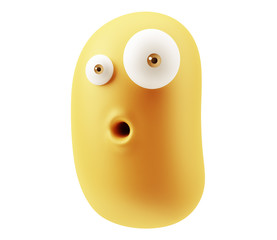 Fototapete - Shocked Emoticon Character Face Expression. 3d Rendering.