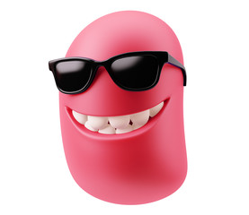 Fototapete - Sunglasses Smiley Emoji Cartoon.  3d Rendering.