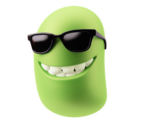 Poster - Black Glasses Smile Emoticon Face. 3d Rendering.
