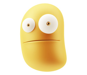 Poster - Shocked Emoticon Character Face Expression. 3d Rendering.