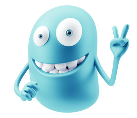 Aufkleber - OKAY Emoticon Character Face Expression. 3d Rendering.