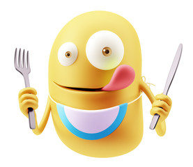 Poster - Hungry Emoticon Face. 3d Rendering.