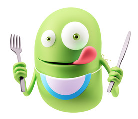 Poster - Hungry Emoticon Face. 3d Rendering.