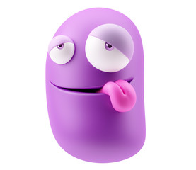 Fototapete - Dumb Emoticon Face. 3d Rendering.