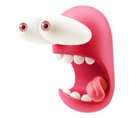 Fototapete - Amazed Emoji Cartoon. 3d Rendering.