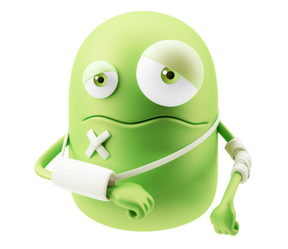 Accident Emoji Cartoon. 3d Rendering.