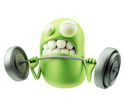 GYM  Emoticon Face. 3d Rendering.