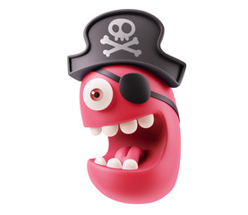 Poster - Pirate Emoji Cartoon.  3d Rendering.