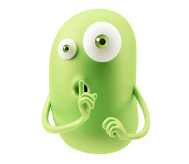 Poster - Shut Up Emoticon Face. 3d Rendering.