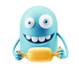Fototapete - Love Sweet Emoji Cartoon. 3d Rendering.