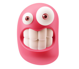 Fototapete - Funny Emoticon Character Face Expression. 3d Rendering.