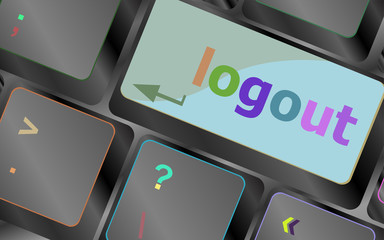 Poster - Computer keyboard key log out, business concept vector illustration vector keyboard key. keyboard button. Vector illustration