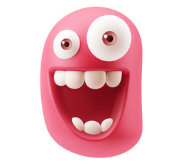 Fototapete - Laughing Emoji Cartoon. 3d Rendering.